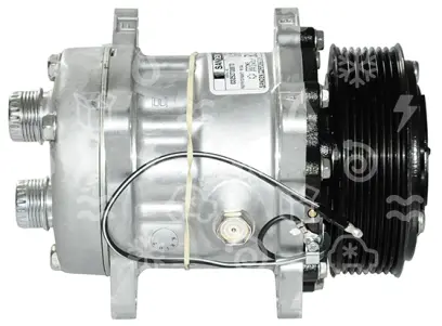 kompresor UNI SANDEN 7H13, řemenice 119 mm - PV8, 12V, připojení H